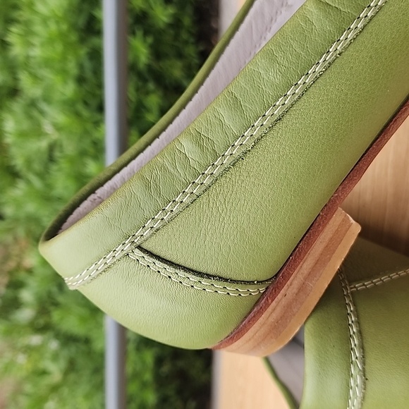 Green Leather Loafers Size 38.5 Made In Italy - Picture 5 of 11